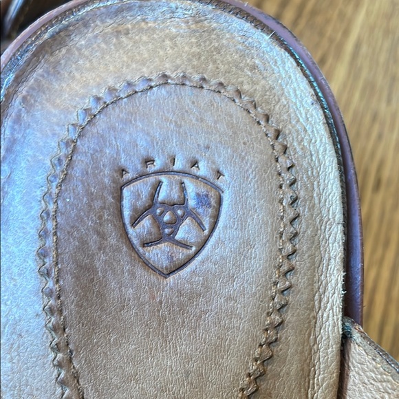 Ariat Brown Leather Mules with Red Embroidery - Picture 3 of 8